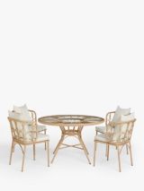 John Lewis Infinity Cane 4-Seater Round Garden Dining Table & Chairs Set, Natural