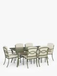 John Lewis Marlow Aluminium 6-Seater Rectangular Garden Dining Table & Chairs Set, Green