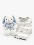 Babyblooms Personalised Bunny With Jumper and Little Love Pyjamas, Blue