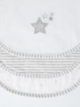 John Lewis Star Stripe Print Round Baby Bib, Pack of 3, Grey