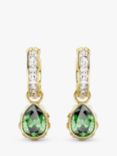 Swarovski Stilla Hoop and Pear Drop Crystal Earrings, Gold/Green