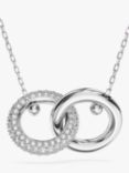 Swarovski Dextera Crystal Interlocking Circle Pendant Necklace, Silver