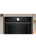 Neff N90 Slide and Hide B64VT73G0B Built In Self Cleaning Electric Single Oven with Steam Function, Grey Graphite