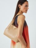 John Lewis Leather Triple Compartment Shoulder Bag, Camel