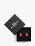 Coach Enamel and Crystal Heart Drop Earrings, Gold/Red