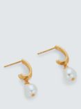 John Lewis Gemstones & Pearls Demi Hoop Pearl Drop Earrings, Gold
