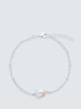 John Lewis Gemstones & Pearls Baroque Pearl Bracelet, Silver