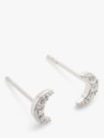 John Lewis Earring Edit Cubic Zirconia Crescent Moon Stud Earrings