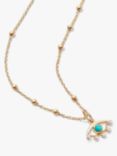 Daisy London Evil Eye Turquoise & Pearl Pendant Necklace, Gold