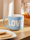 John Lewis 'Love' Wax Resist Stoneware Mug, 300ml, Blue