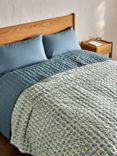 John Lewis Aria Reversible Quilted Bedspread, Blue