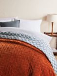 John Lewis Nyra Cotton Velvet Quilted Bedspread, Rust/Blue
