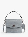 Coach Cassie 19 Crocodile Effect Leather Cross Body Bag, Grey Blue