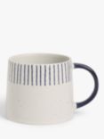 John Lewis Halfway Stripe Stoneware Mug, 330ml, Blue/White