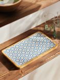 John Lewis Lisbon Tile Rectangular Platter, FSC-Certified (Mango Wood), Natural/Blue