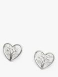 Simply Silver Tree of Love Heart Stud Earrings, Silver