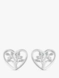Simply Silver Tree of Love Heart Stud Earrings, Silver