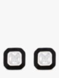 Jon Richard Enamel And Cubic Zirconia Stud Earrings, Silver/Black