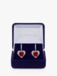 Jon Richard Cubic Zirconia Heart Huggie Hoop Earrings, Silver/Red