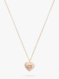 Coach Enamel and Crystal Heart Locket Necklace, Gold/Pink