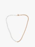 AllSaints Curb Chain and Glass Bead Collar Necklace, Gold