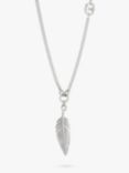 BARTLETT LONDON Men's Feather Pendant Necklace, Silver