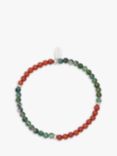 BARTLETT LONDON Men's Agate and Jasper Beaded Bracelet, Orange/Green