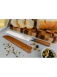 Katana Saya Flame Rainbow Damascus Steel & Rosewood Handle Bread Knife, 20cm