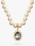 Eclectica Vintage 22ct Gold Plated Faux Pearl and Swarovski Crystal Pendant Necklace, Dated Circa 1980s