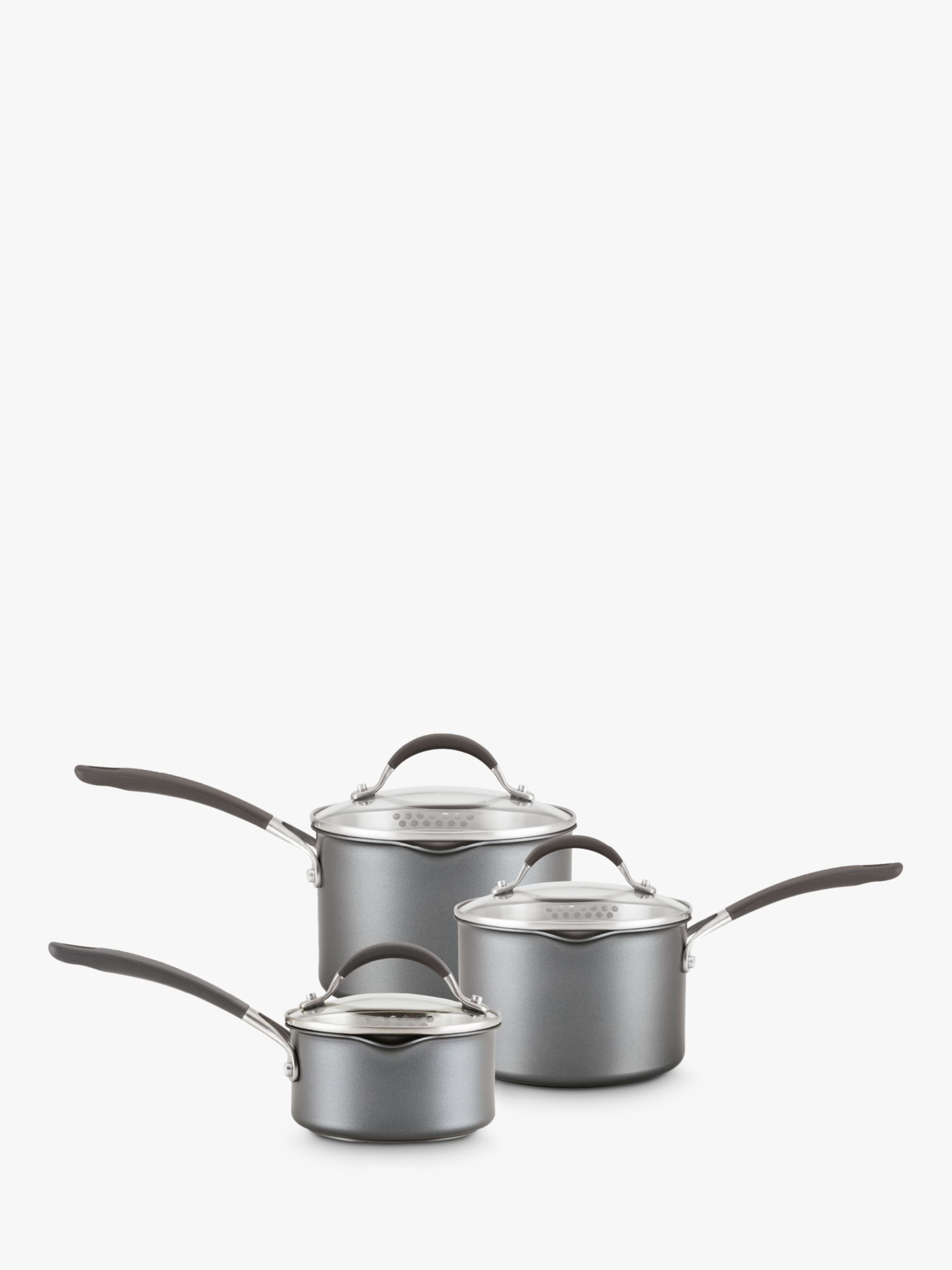 Circulon Non Stick Saucepan Set of 3 – Saucepans for Induction Hobs 16, 18 & 20cm with Toughened Glass Lids & Soft Grip Handles, Dishwa