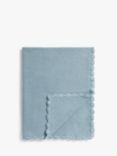 John Lewis Scalloped Cotton Baby Blanket, 100 x 80cm, Blue