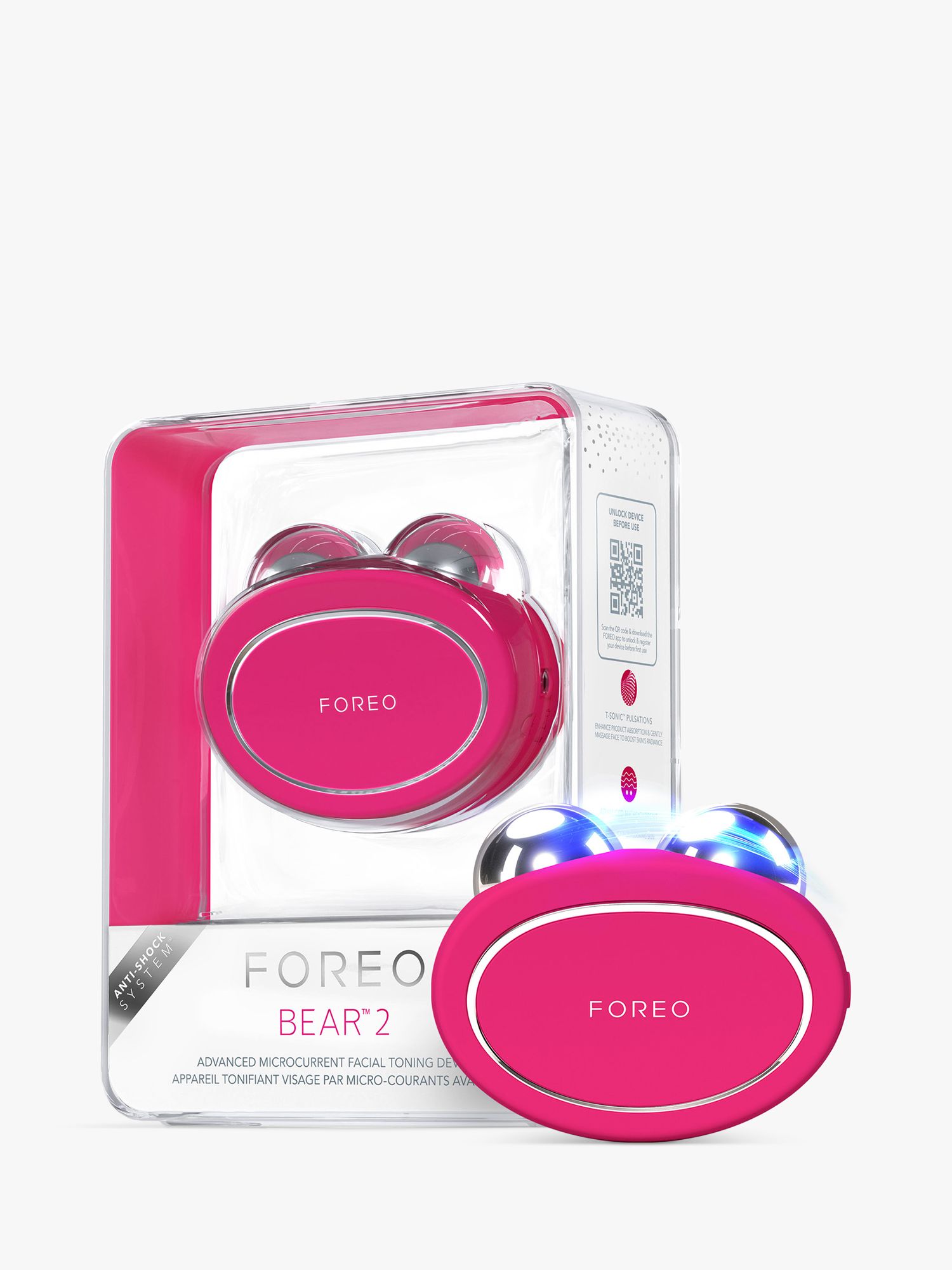 FOREO BEAR™ 2 Advanced Microcurrent Full-Facial Toning Device, Fuchsia at  John Lewis & Partners