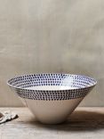 Nkuku Indigo Drop Ceramic Serving Bowl, 25cm, Cream/Indigo