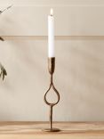 Nkuku Padook Iron Candlestick Holder, Brass