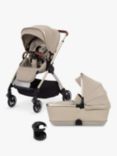 Silver Cross Dune Pushchair, Carrycot, Raincover & Cup Holder Travel Bundle, Stone