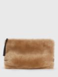 AllSaints Bettina Shearling Clutch Bag, Taupe Brown