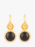 Susan Caplan Vintage Rediscovered Collection Drop Hoop Earrings, Dated Circa 1990s, Gold/Black