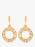 Susan Caplan Vintage Rediscovered Collection Gold Plated Swarovski Crystal Open Circle Drop Earrings, Gold