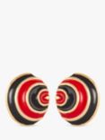Susan Caplan Vintage Rediscovered Collection Gold Plated Enamel Curved Clip-On Earrings, Black/Red
