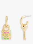 Coach Lock and Key Huggie Hoop Earrings, Gold