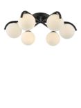 Där Orlena 6 Arm Opal Glass Semi Flush Ceiling Light, Black