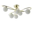 Där Lysandra 6 Arm Glass Semi Flush Ceiling Light, Gold