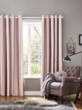 Laura Ashley Awning Stripe Pair Blackout Lined Eyelet Curtains, Crimson