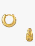 Orelia Tapered Crystal Starburst Huggie Hoop Earrings, Gold