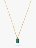 Orelia Malachite Claw Set Pendant Necklace, Gold/Green