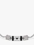 Emporio Armani Men's Rondelle Onyx Chain Bracelet, Silver