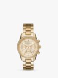 Michael Kors Women's Ritz Crystal Chronograph Date Bracelet Strap Watch, Gold MK6356