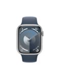 Apple Watch Series 9 GPS + Cellular, 45mm, Aluminium Case, Sport Band, Medium-Large, Silver/Storm Blue
