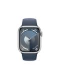 Apple Watch Series 9 GPS, 45mm, Aluminium Case, Sport Band, Small-Medium, Silver/Storm Blue