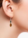 Be-Jewelled Marquise Cut Amber Drop Earrings, Green/Cognac